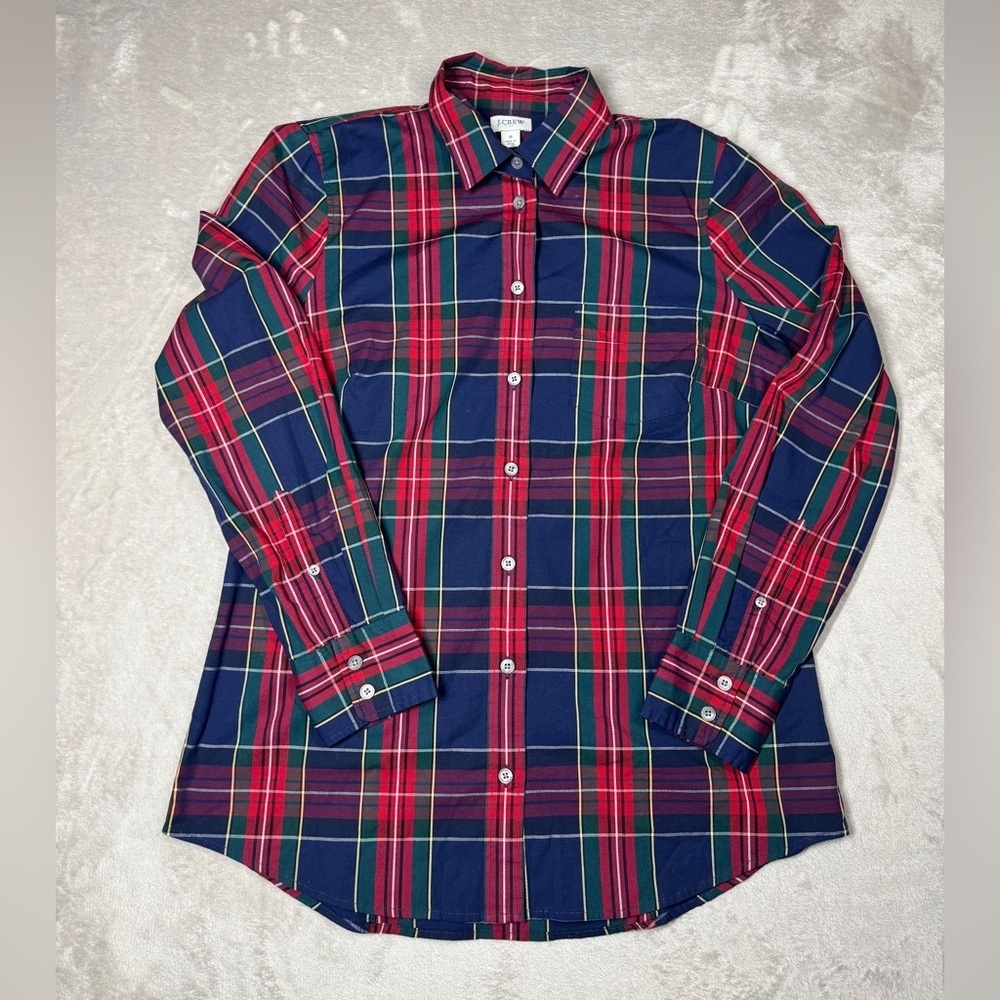J.Crew Factory Women’s Blue Plaid Signature Fit Lightweight Cotton Blend Shirt S